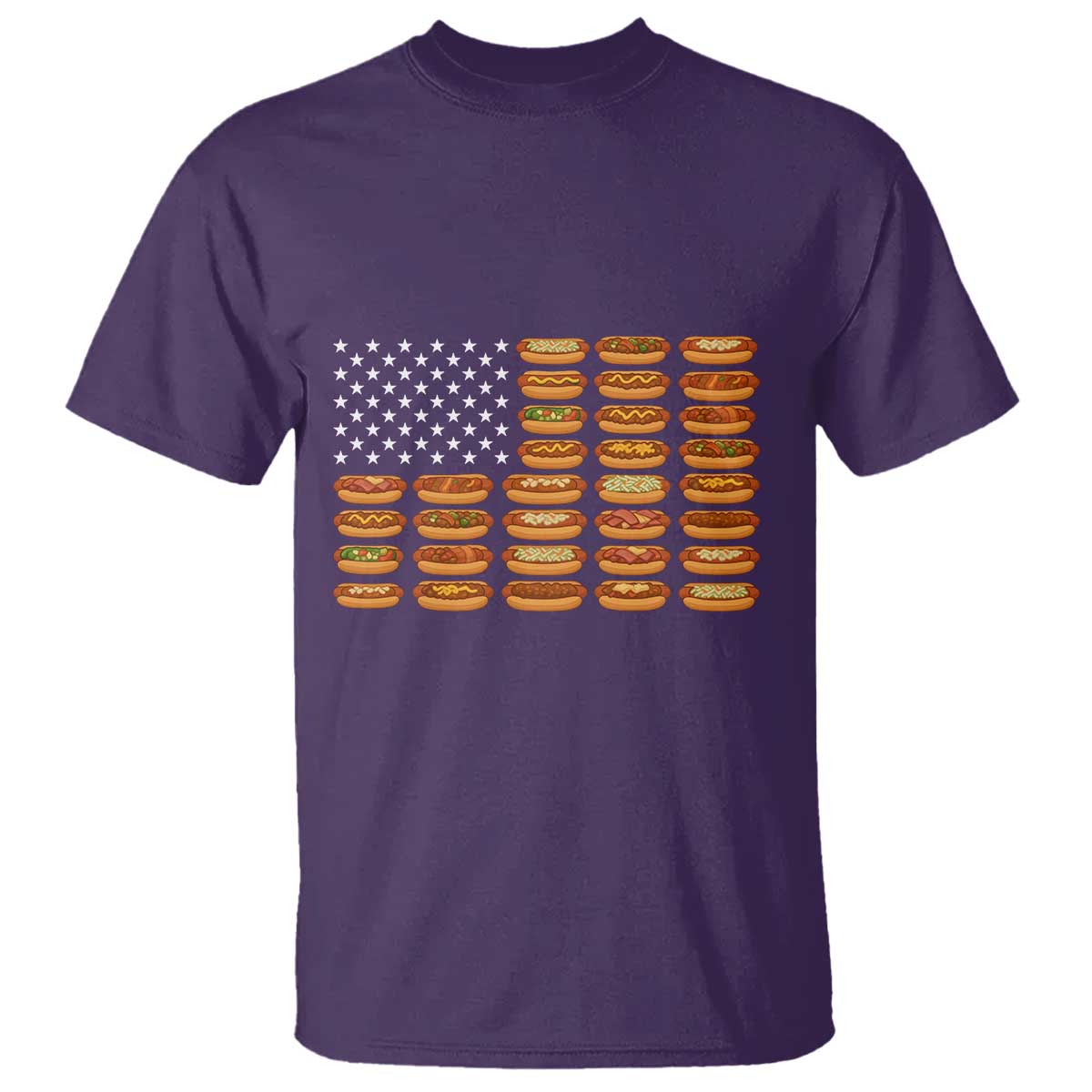 Funny Hot Dog American Flag T Shirt Patriotic USA 4th of July Summer BBQ Party - Wonder Print Shop