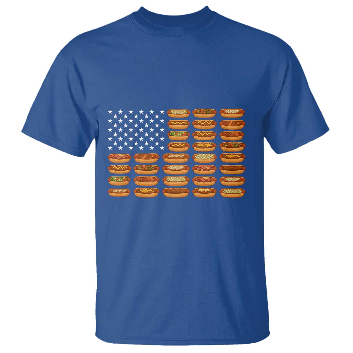 Funny Hot Dog American Flag T Shirt Patriotic USA 4th of July Summer BBQ Party - Wonder Print Shop