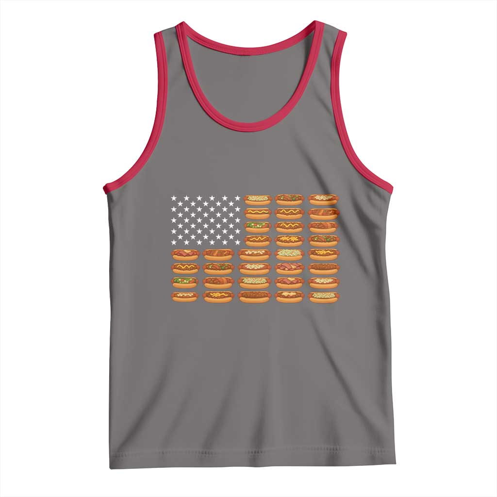Funny Hot Dog American Flag Tank Top Patriotic USA 4th of July Summer BBQ Party - Wonder Print Shop