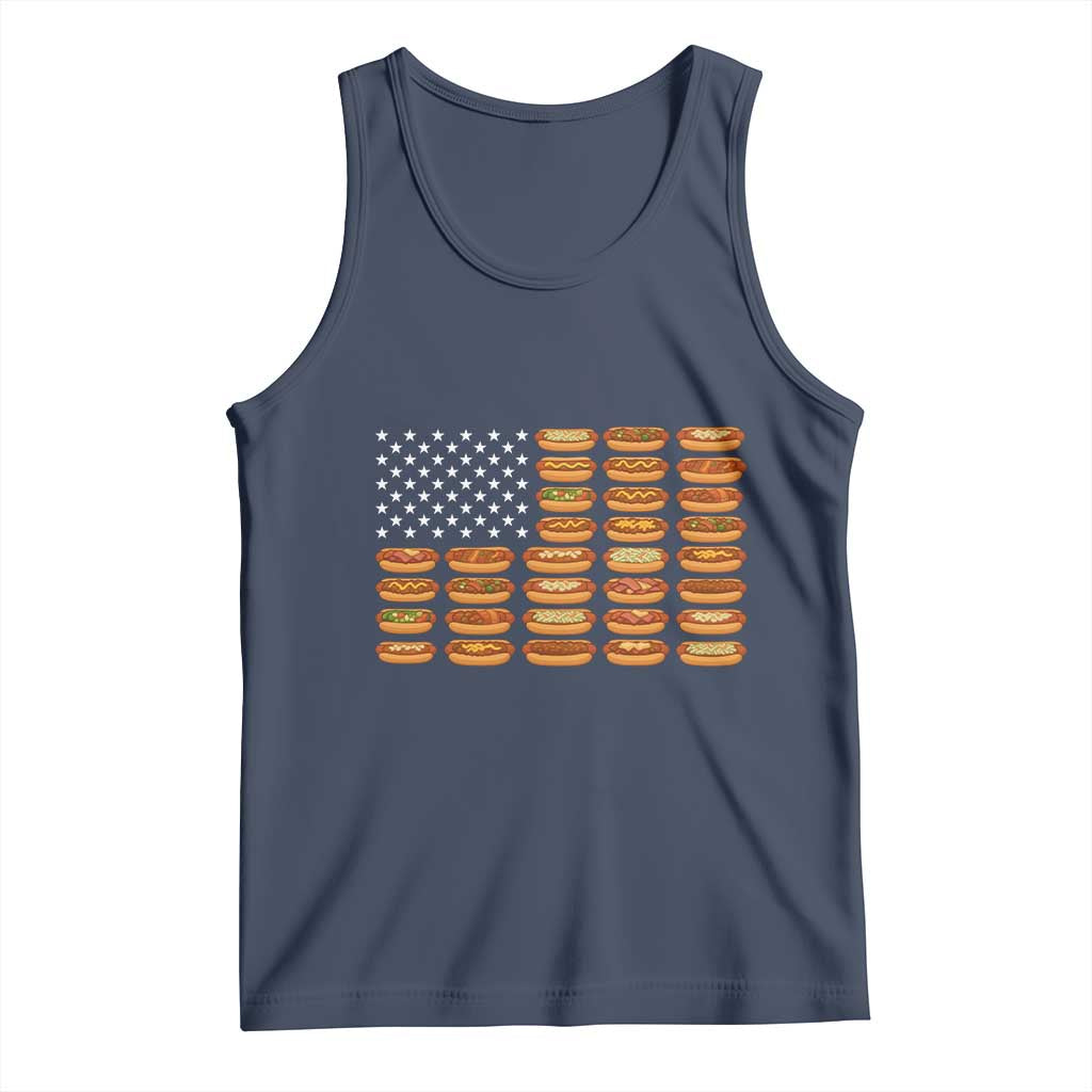 Funny Hot Dog American Flag Tank Top Patriotic USA 4th of July Summer BBQ Party - Wonder Print Shop