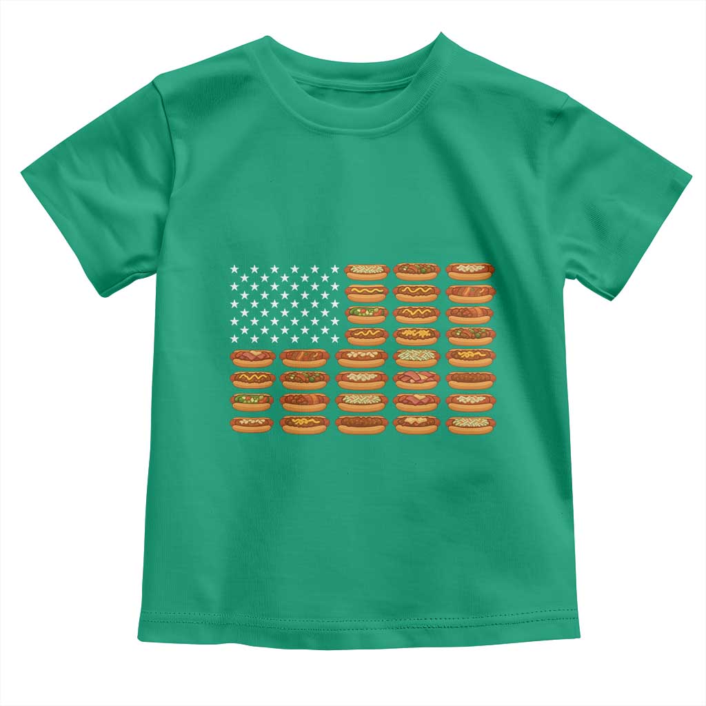Funny Hot Dog American Flag Toddler T Shirt Patriotic USA 4th of July Summer BBQ Party - Wonder Print Shop