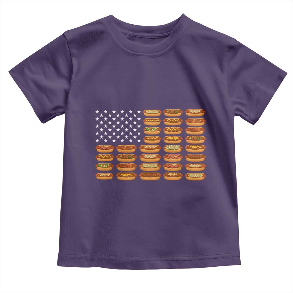 Funny Hot Dog American Flag Toddler T Shirt Patriotic USA 4th of July Summer BBQ Party - Wonder Print Shop