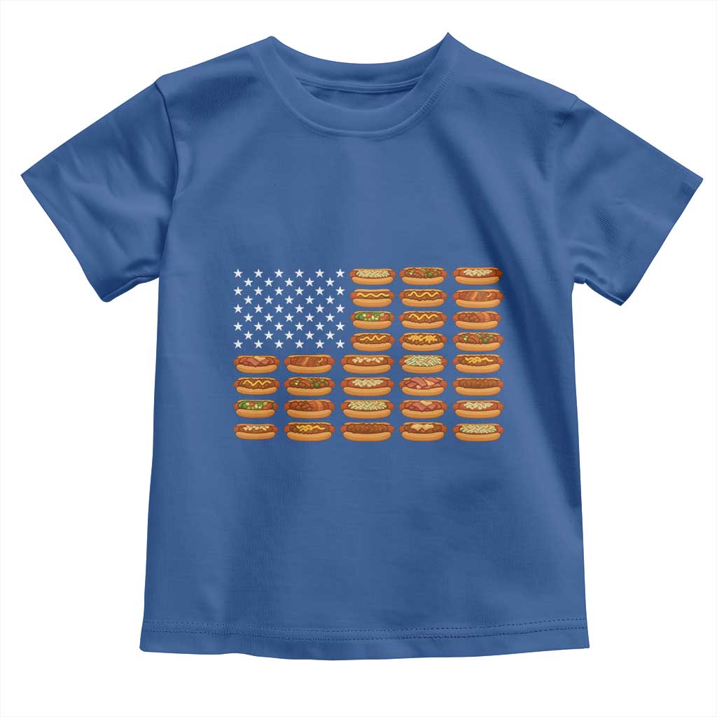 Funny Hot Dog American Flag Toddler T Shirt Patriotic USA 4th of July Summer BBQ Party - Wonder Print Shop