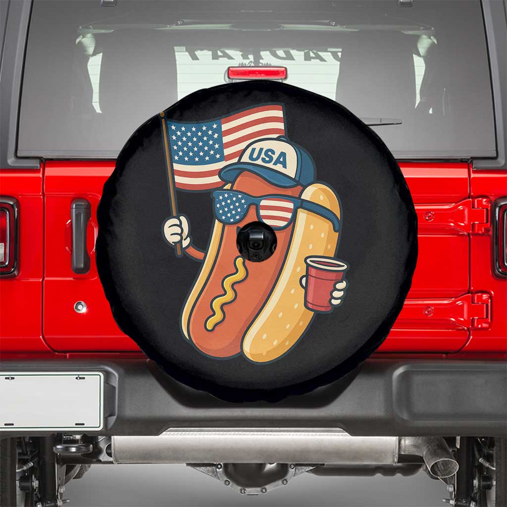 Cool Patriotic Hot Dog Spare Tire Cover Funny 4th of July Cookout 4th of July American Flag - Wonder Print Shop