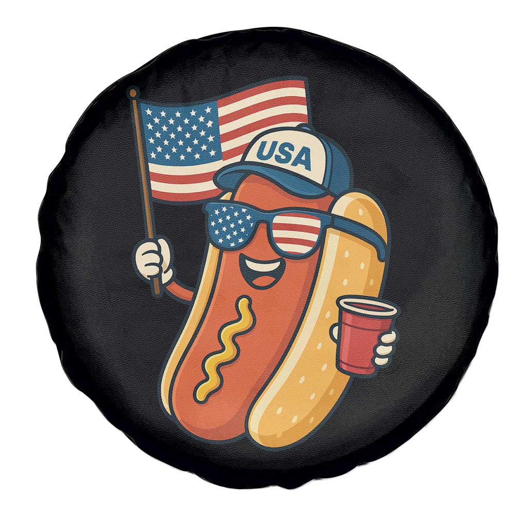 Cool Patriotic Hot Dog Spare Tire Cover Funny 4th of July Cookout 4th of July American Flag - Wonder Print Shop