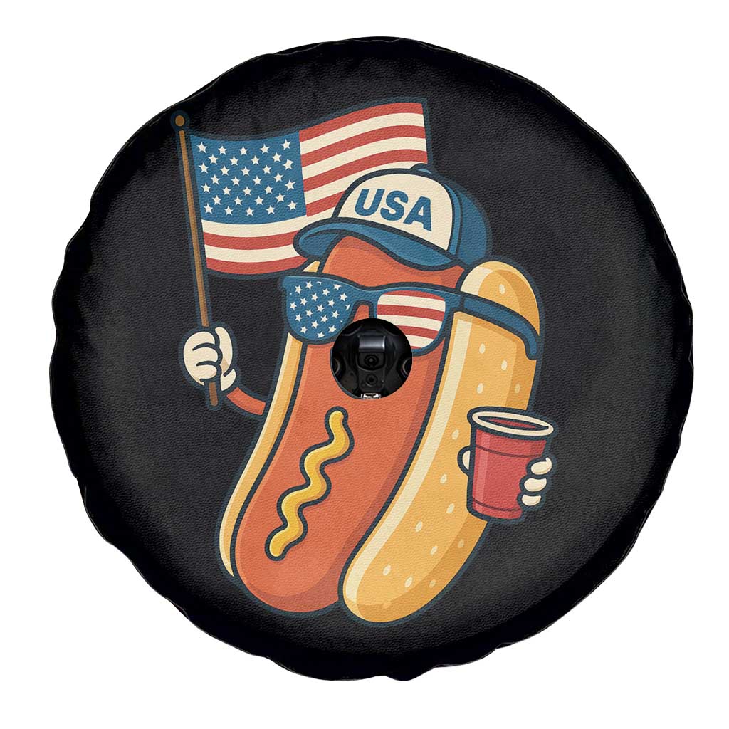 Cool Patriotic Hot Dog Spare Tire Cover Funny 4th of July Cookout 4th of July American Flag - Wonder Print Shop