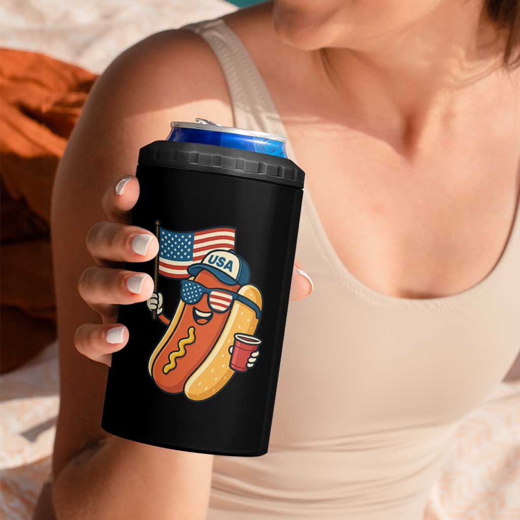 Cool Patriotic Hot Dog 4 in 1 Can Cooler Tumbler Funny 4th of July Cookout 4th of July American Flag - Wonder Print Shop