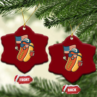 Cool Patriotic Hot Dog Ceramic Ornament Funny 4th of July Cookout 4th of July American Flag - Wonder Print Shop