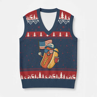 Cool Patriotic Hot Dog V-Neck Knit Sweater Vest Funny 4th of July Cookout 4th of July American Flag - Wonder Print Shop
