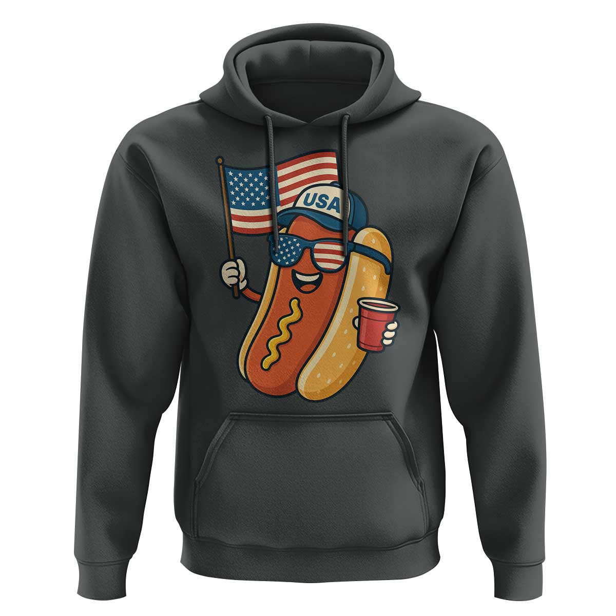 Cool Patriotic Hot Dog Hoodie Funny 4th of July Cookout 4th of July American Flag - Wonder Print Shop