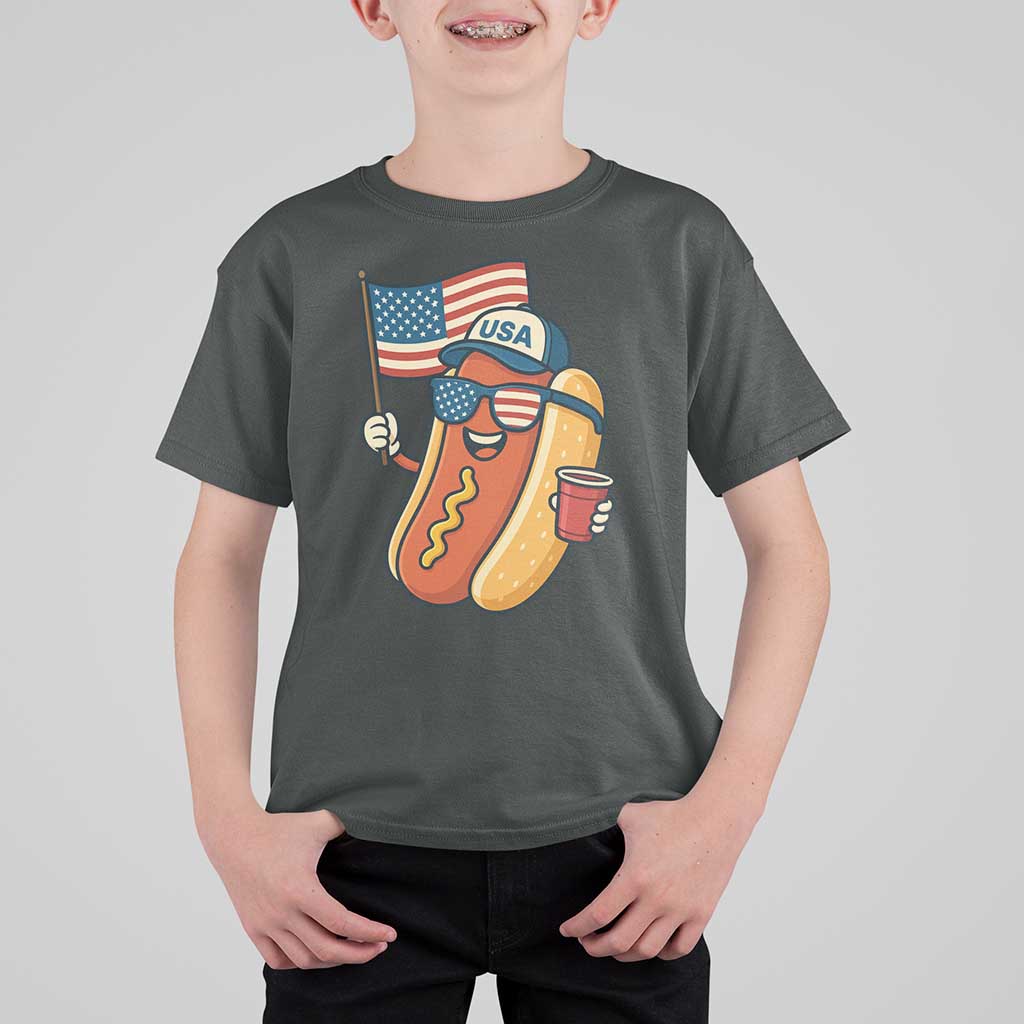 Cool Patriotic Hot Dog T Shirt For Kid Funny 4th of July Cookout 4th of July American Flag - Wonder Print Shop