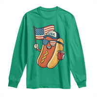 Cool Patriotic Hot Dog Long Sleeve Shirt Funny 4th of July Cookout 4th of July American Flag - Wonder Print Shop