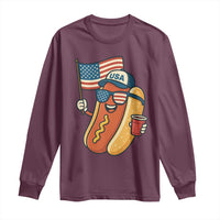 Cool Patriotic Hot Dog Long Sleeve Shirt Funny 4th of July Cookout 4th of July American Flag - Wonder Print Shop