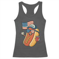 Cool Patriotic Hot Dog Racerback Tank Top Funny 4th of July Cookout 4th of July American Flag - Wonder Print Shop