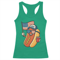 Cool Patriotic Hot Dog Racerback Tank Top Funny 4th of July Cookout 4th of July American Flag - Wonder Print Shop