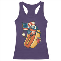 Cool Patriotic Hot Dog Racerback Tank Top Funny 4th of July Cookout 4th of July American Flag - Wonder Print Shop