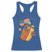 Cool Patriotic Hot Dog Racerback Tank Top Funny 4th of July Cookout 4th of July American Flag - Wonder Print Shop