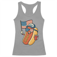 Cool Patriotic Hot Dog Racerback Tank Top Funny 4th of July Cookout 4th of July American Flag - Wonder Print Shop