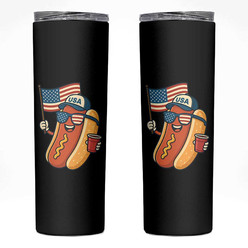 Cool Patriotic Hot Dog Skinny Tumbler Funny 4th of July Cookout 4th of July American Flag - Wonder Print Shop