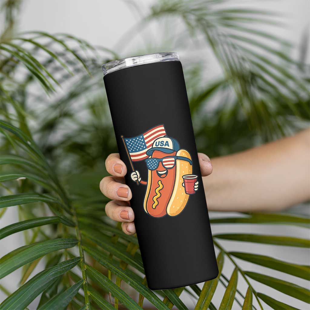 Cool Patriotic Hot Dog Skinny Tumbler Funny 4th of July Cookout 4th of July American Flag - Wonder Print Shop