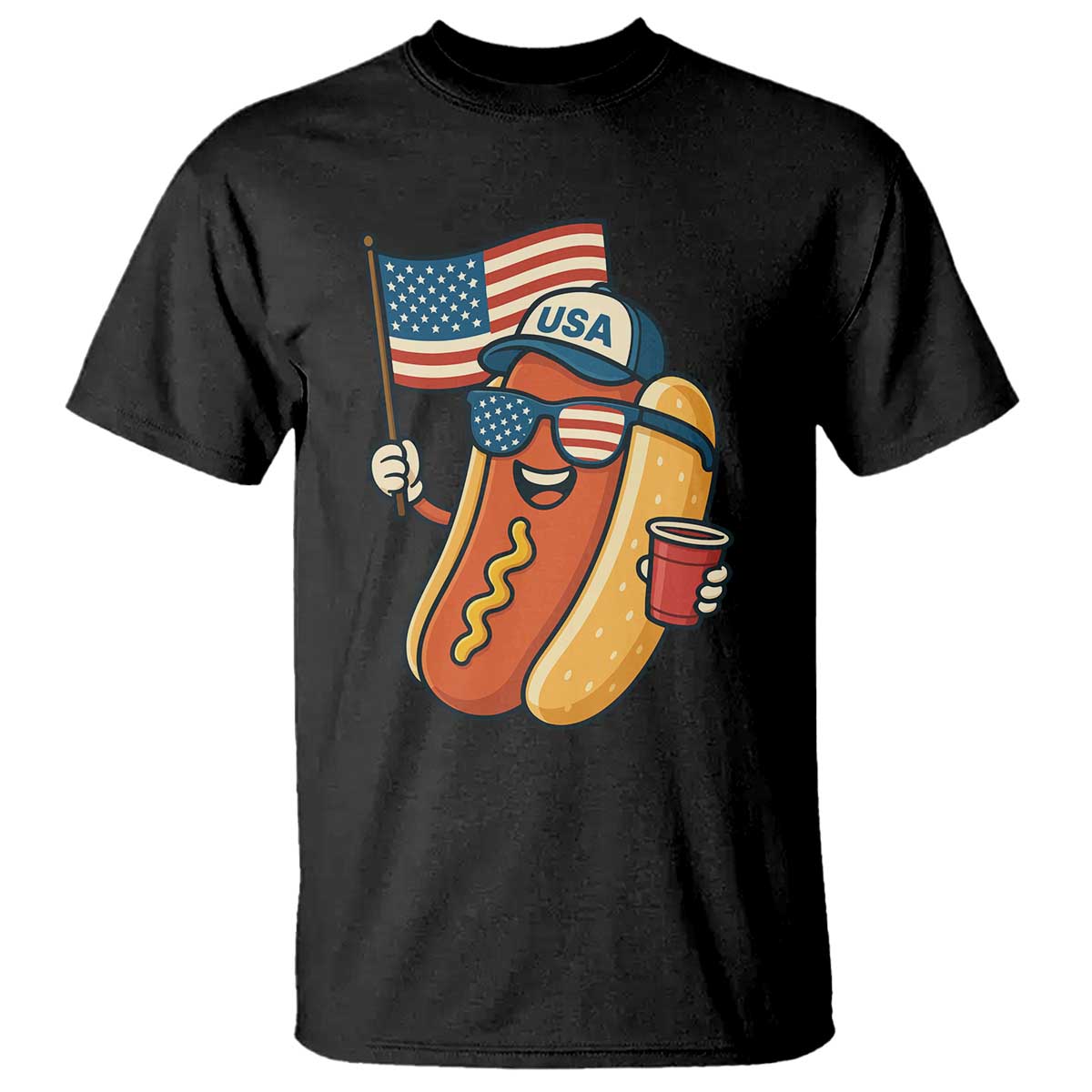 Cool Patriotic Hot Dog T Shirt Funny 4th of July Cookout 4th of July American Flag - Wonder Print Shop