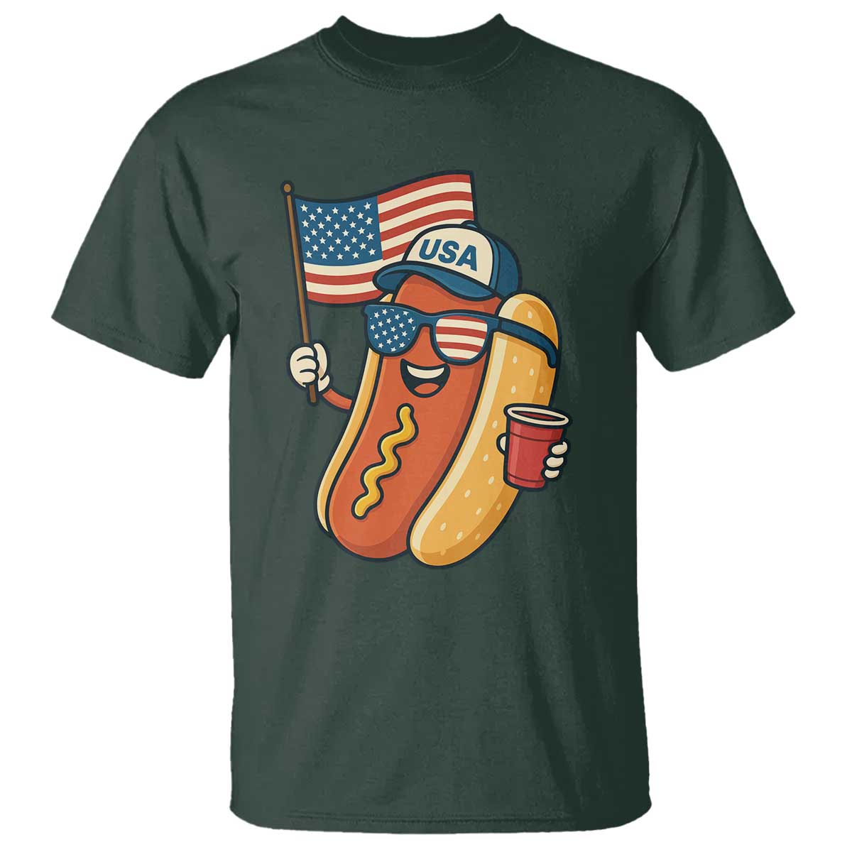 Cool Patriotic Hot Dog T Shirt Funny 4th of July Cookout 4th of July American Flag - Wonder Print Shop