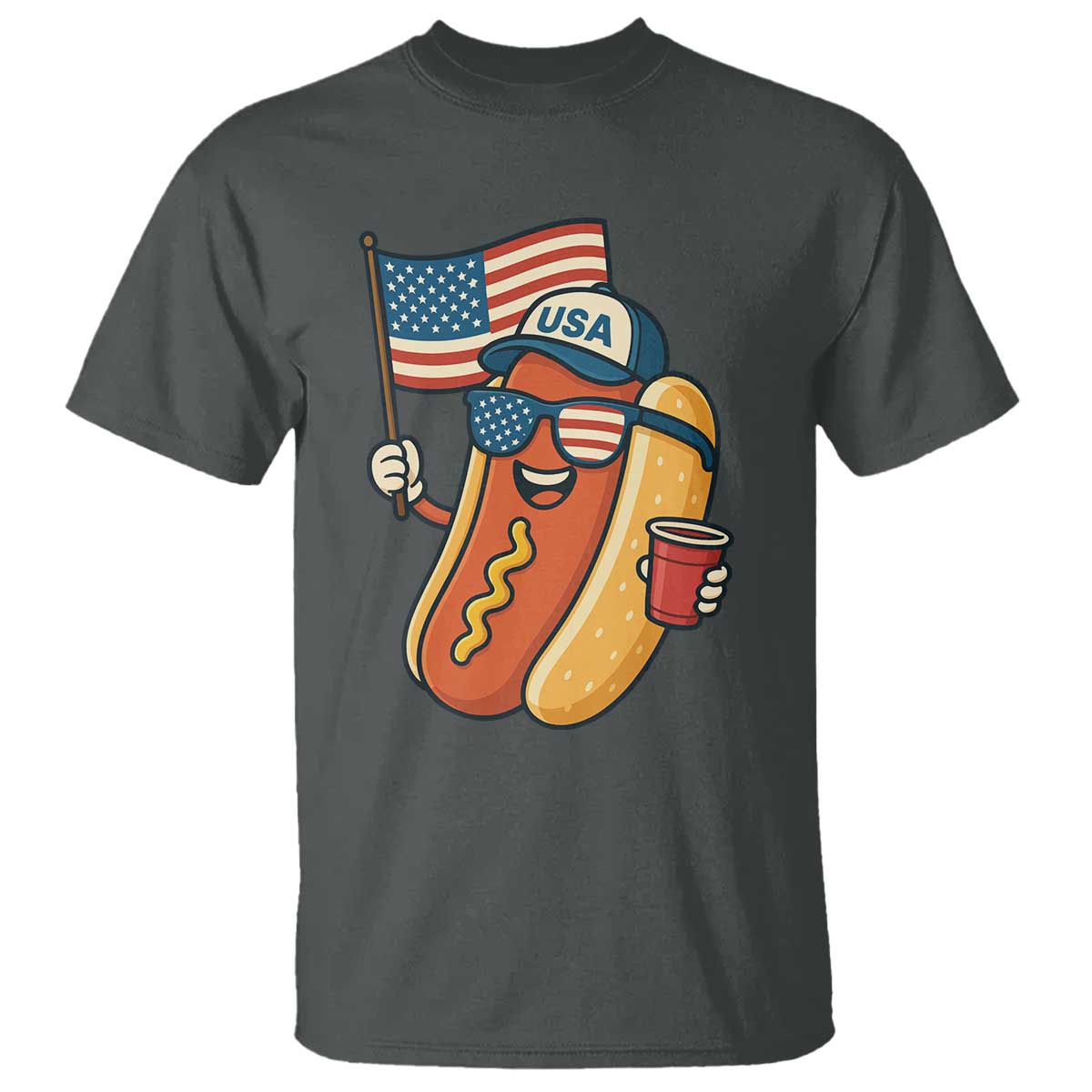 Cool Patriotic Hot Dog T Shirt Funny 4th of July Cookout 4th of July American Flag - Wonder Print Shop