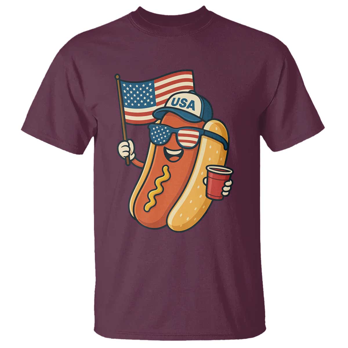 Cool Patriotic Hot Dog T Shirt Funny 4th of July Cookout 4th of July American Flag - Wonder Print Shop