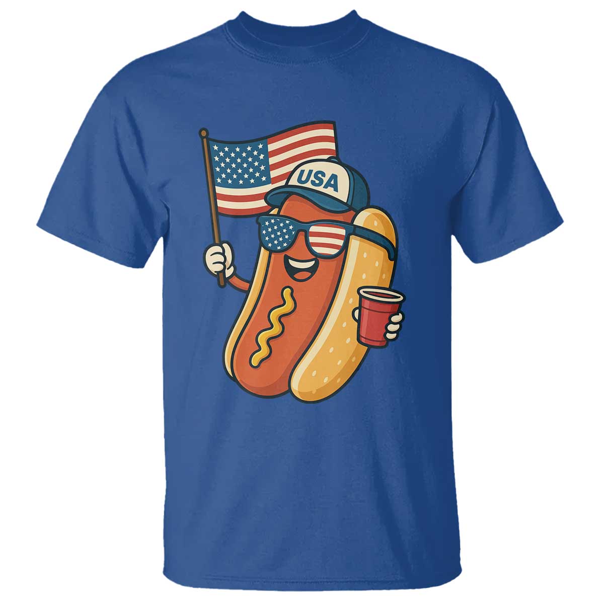 Cool Patriotic Hot Dog T Shirt Funny 4th of July Cookout 4th of July American Flag - Wonder Print Shop