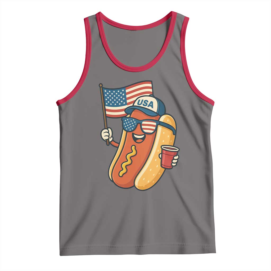 Cool Patriotic Hot Dog Tank Top Funny 4th of July Cookout 4th of July American Flag - Wonder Print Shop