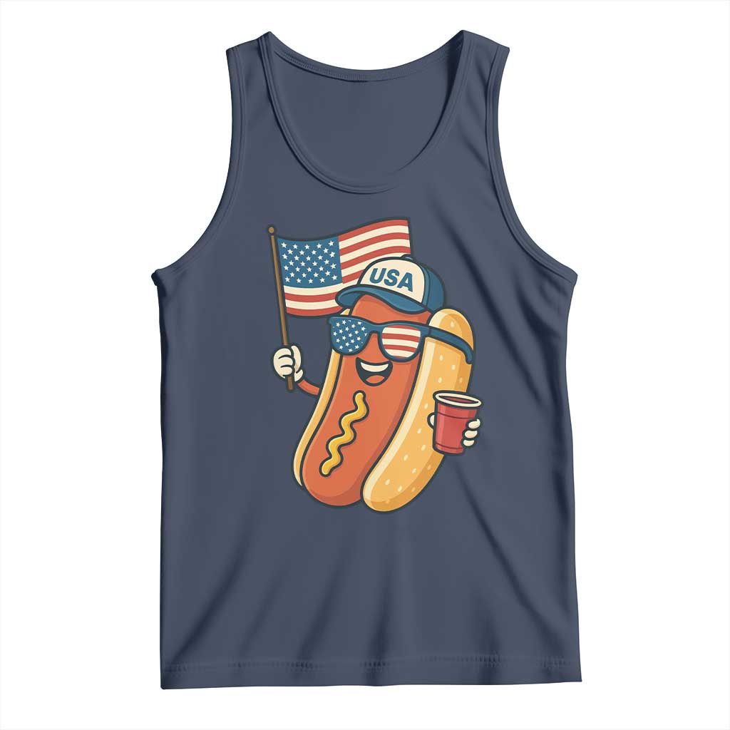Cool Patriotic Hot Dog Tank Top Funny 4th of July Cookout 4th of July American Flag - Wonder Print Shop
