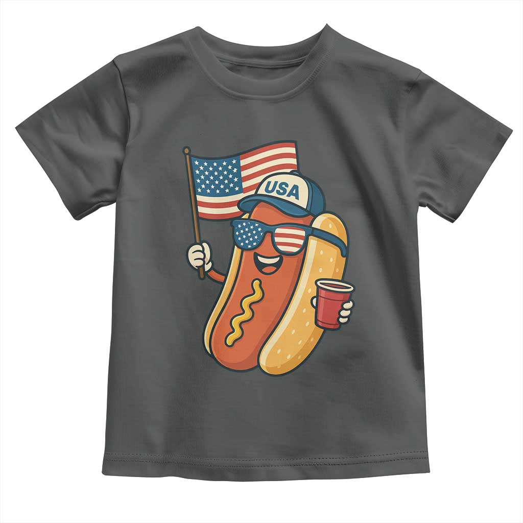 Cool Patriotic Hot Dog Toddler T Shirt Funny 4th of July Cookout 4th of July American Flag - Wonder Print Shop