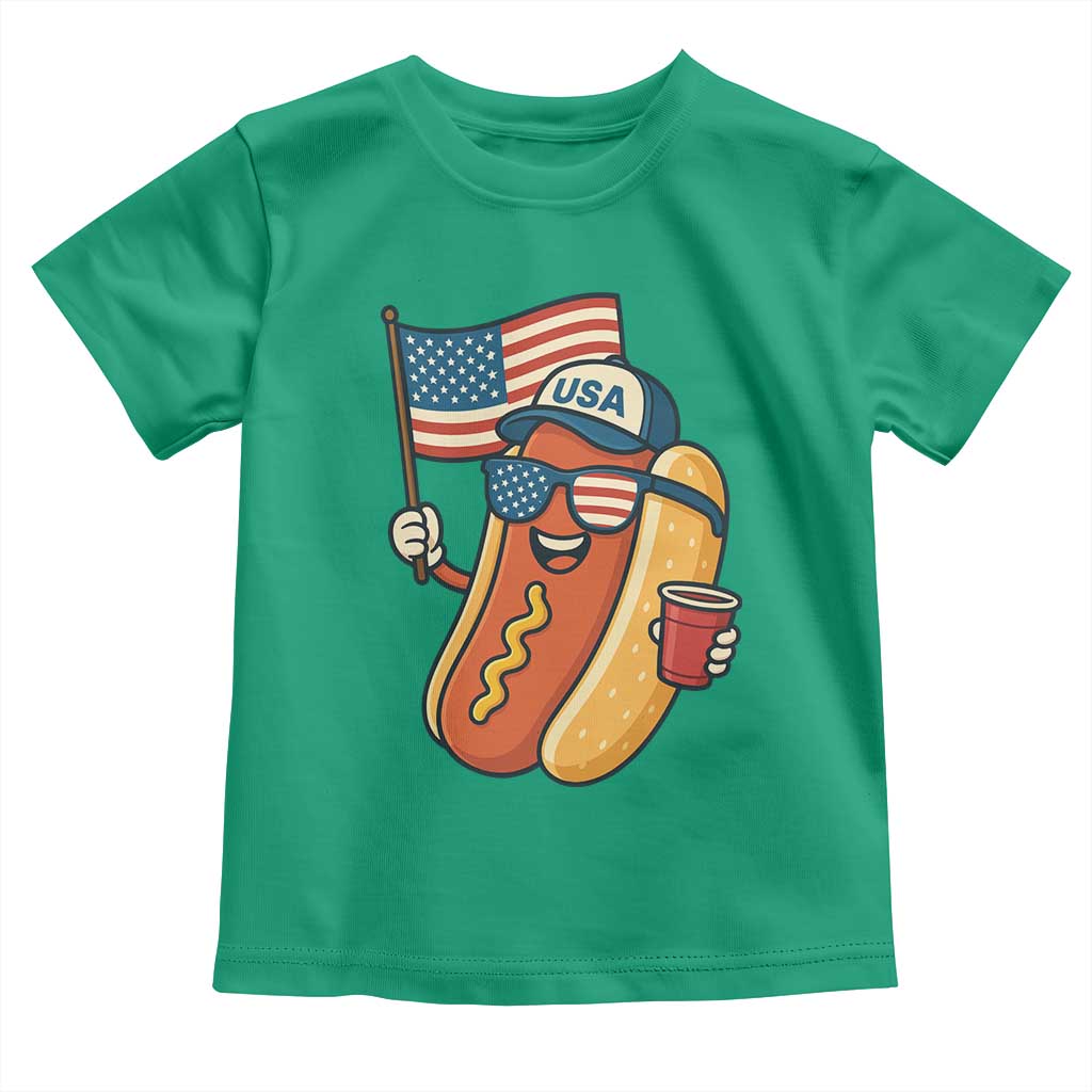 Cool Patriotic Hot Dog Toddler T Shirt Funny 4th of July Cookout 4th of July American Flag - Wonder Print Shop