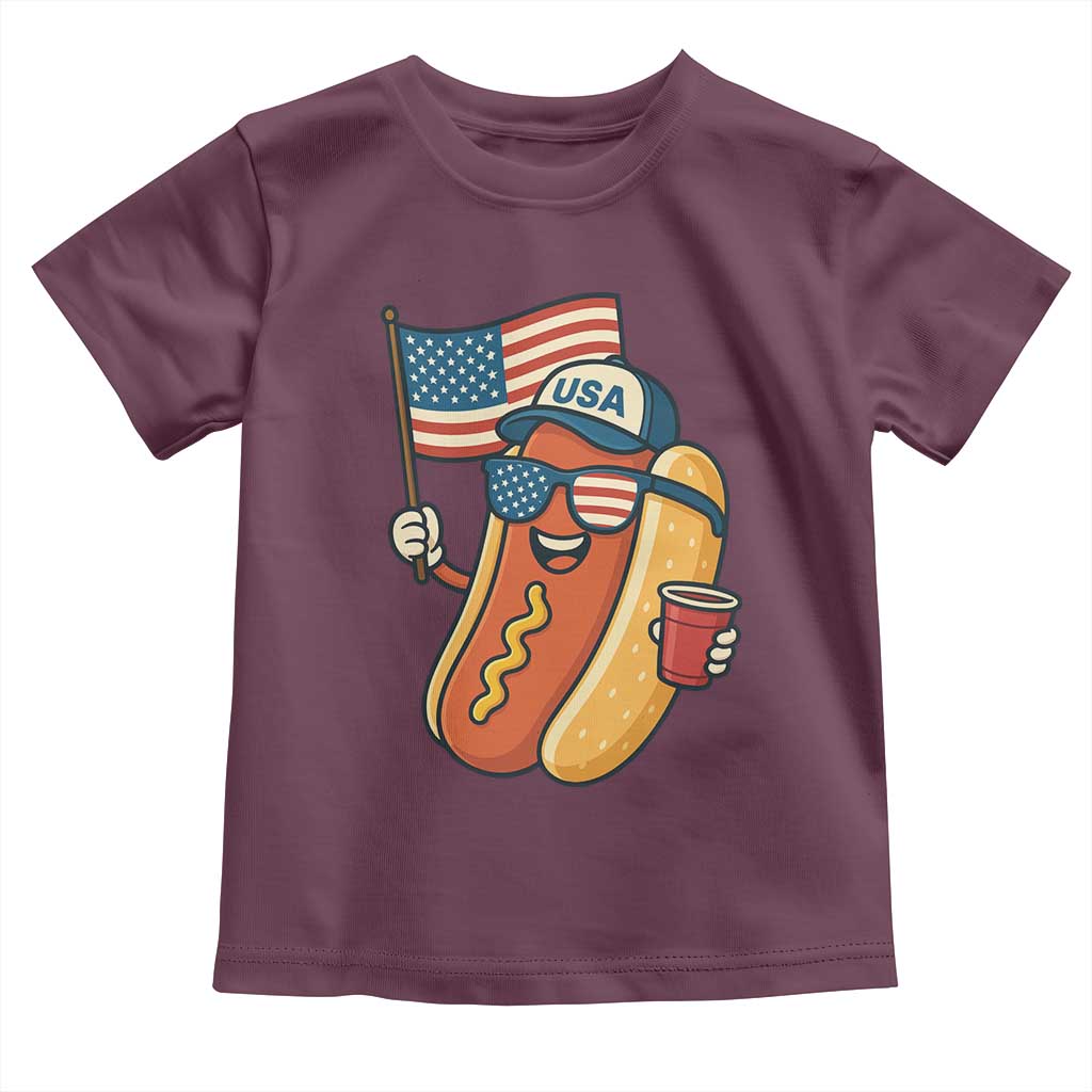 Cool Patriotic Hot Dog Toddler T Shirt Funny 4th of July Cookout 4th of July American Flag - Wonder Print Shop