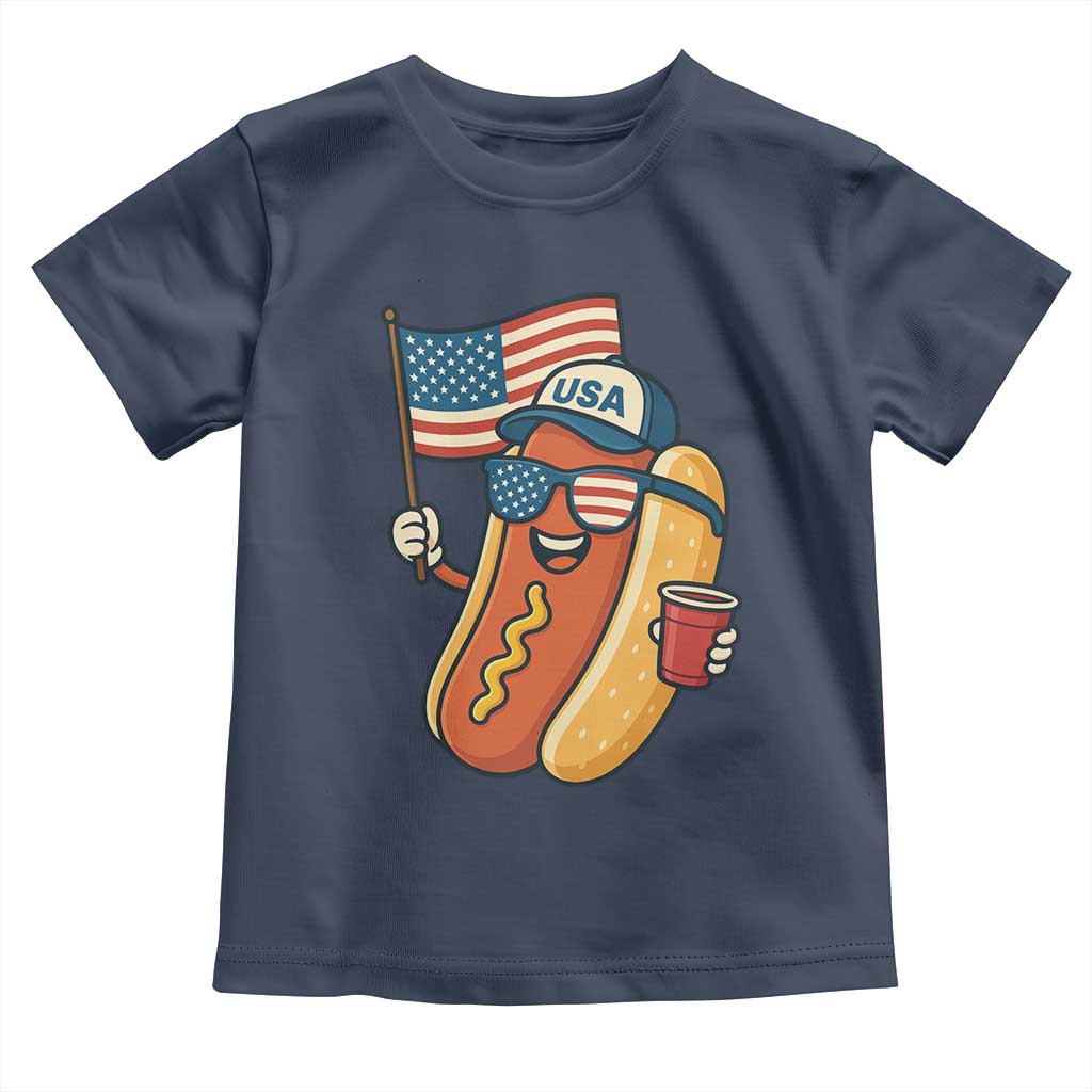 Cool Patriotic Hot Dog Toddler T Shirt Funny 4th of July Cookout 4th of July American Flag - Wonder Print Shop