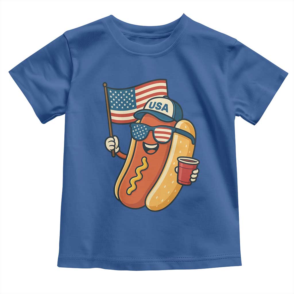 Cool Patriotic Hot Dog Toddler T Shirt Funny 4th of July Cookout 4th of July American Flag - Wonder Print Shop