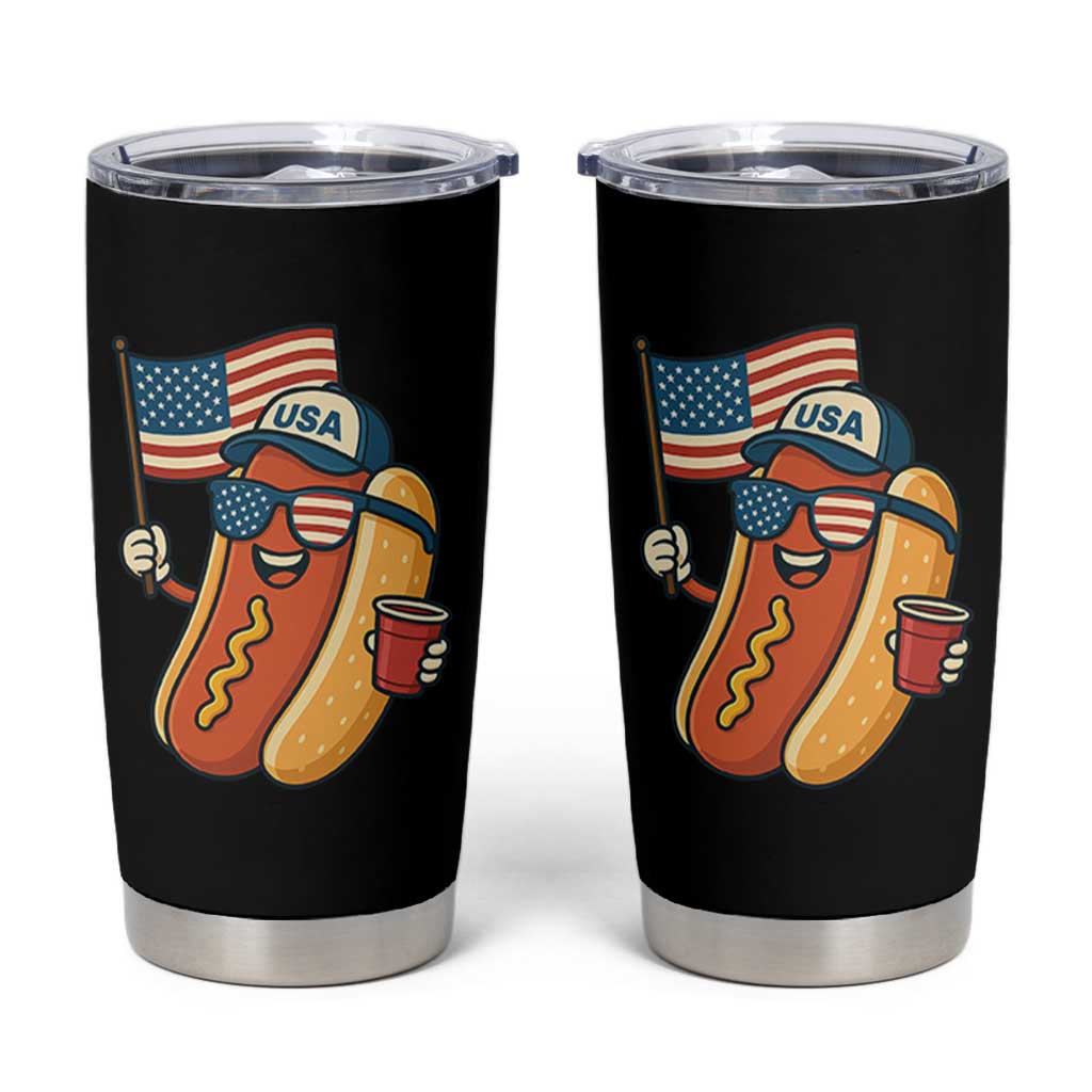 Cool Patriotic Hot Dog Tumbler Cup Funny 4th of July Cookout 4th of July American Flag - Wonder Print Shop