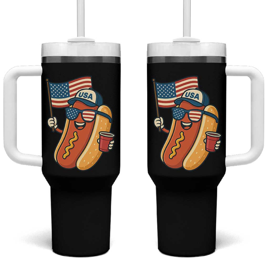 Cool Patriotic Hot Dog Tumbler With Handle Funny 4th of July Cookout 4th of July American Flag - Wonder Print Shop