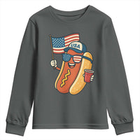 Cool Patriotic Hot Dog Youth Sweatshirt Funny 4th of July Cookout 4th of July American Flag - Wonder Print Shop