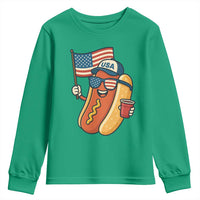 Cool Patriotic Hot Dog Youth Sweatshirt Funny 4th of July Cookout 4th of July American Flag - Wonder Print Shop