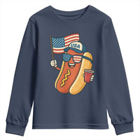 Cool Patriotic Hot Dog Youth Sweatshirt Funny 4th of July Cookout 4th of July American Flag - Wonder Print Shop