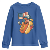 Cool Patriotic Hot Dog Youth Sweatshirt Funny 4th of July Cookout 4th of July American Flag - Wonder Print Shop