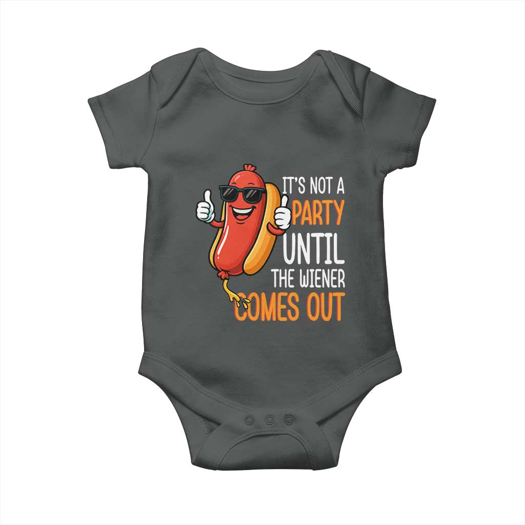 It's Not A Party Until The Wiener Comes Out Baby Onesie Funny Hot Dog Joke BBQ 4th of July Cookout - Wonder Print Shop
