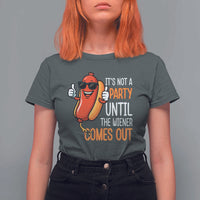 It's Not A Party Until The Wiener Comes Out T Shirt For Women Funny Hot Dog Joke BBQ 4th of July Cookout - Wonder Print Shop