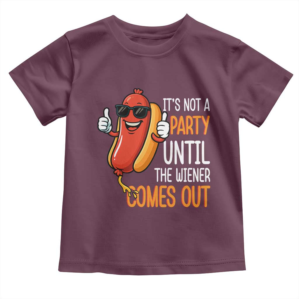 It's Not A Party Until The Wiener Comes Out Toddler T Shirt Funny Hot Dog Joke BBQ 4th of July Cookout - Wonder Print Shop