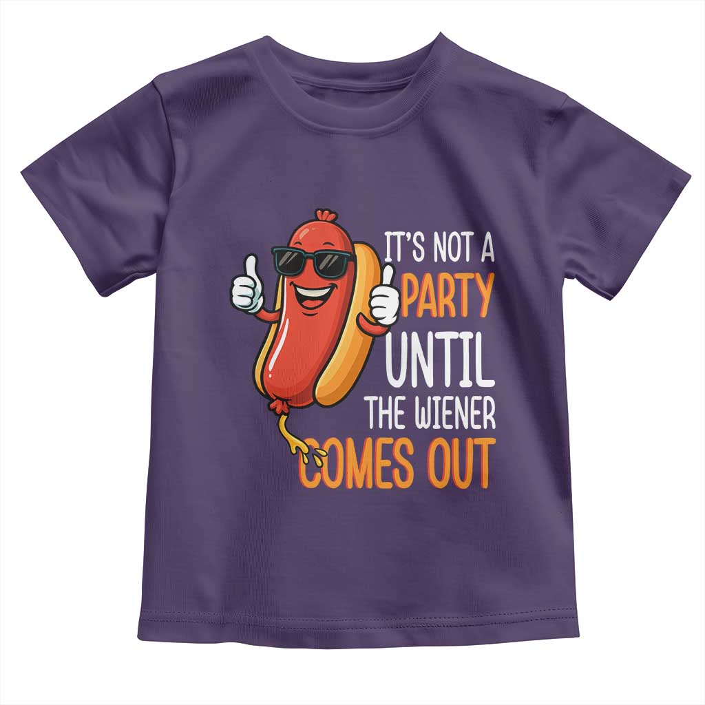 It's Not A Party Until The Wiener Comes Out Toddler T Shirt Funny Hot Dog Joke BBQ 4th of July Cookout - Wonder Print Shop
