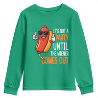 It's Not A Party Until The Wiener Comes Out Youth Sweatshirt Funny Hot Dog Joke BBQ 4th of July Cookout - Wonder Print Shop