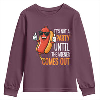 It's Not A Party Until The Wiener Comes Out Youth Sweatshirt Funny Hot Dog Joke BBQ 4th of July Cookout - Wonder Print Shop