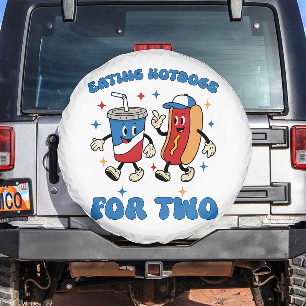 Eating Hotdogs for Two Spare Tire Cover Cute Pregnancy Announcement Patriotic 4th Of July
