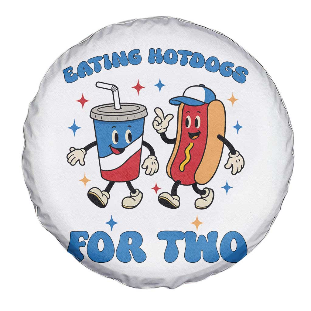 Eating Hotdogs for Two Spare Tire Cover Cute Pregnancy Announcement Patriotic 4th Of July